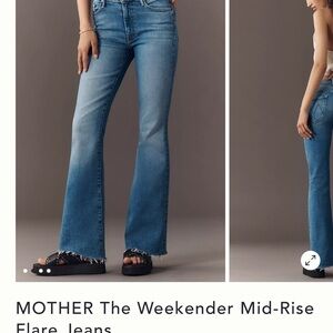 MOTHER Blue Flare Wide Leg Jeans